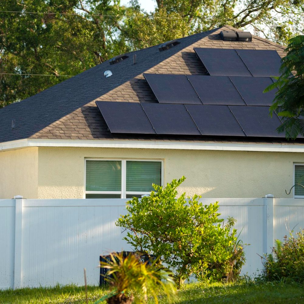 Toit bâtiment américain panneaux solaires